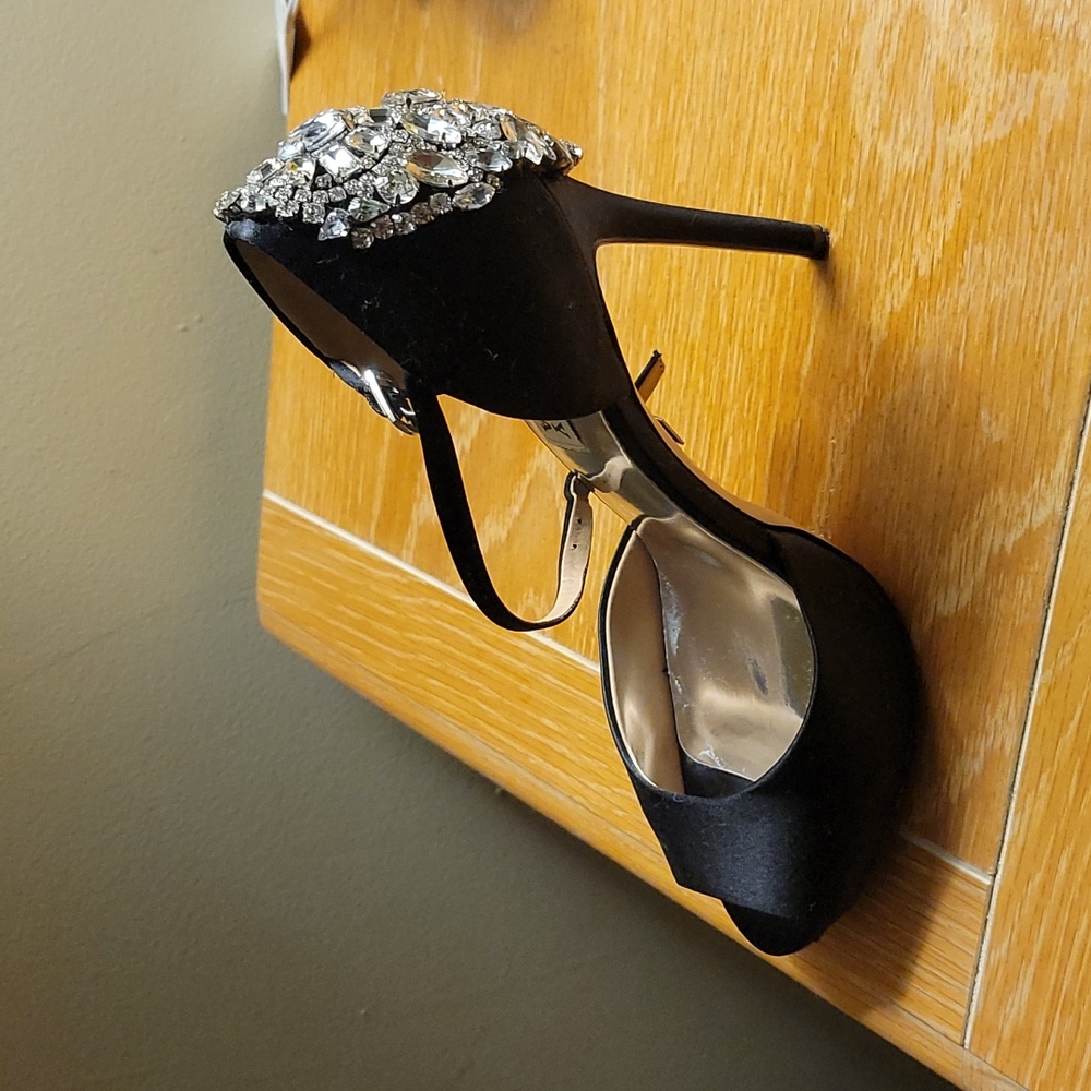 Badgley Mischka open toe rhinestone heel